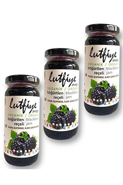 LUTFİYE AMASRA Lütfiye Organik Böğürtlen Reçeli (280 Gr X 3 Adet) Şeker Ilave...