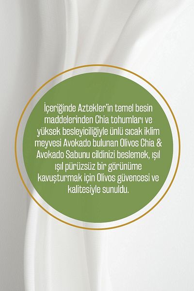 Olivos 150 Gr Natural Avocado Chia and Olive Oil Moisturizing Soap Hand 4 Pcs