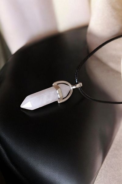 MGA DOĞAL TAŞ Natural Pink Quartz Stone - Precious Nail Cut Necklace, Gift Lover Necklace