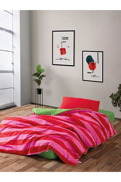 Cozy Home Cherie Green - Set cuvertură de pilota elastică unică Popping Colors