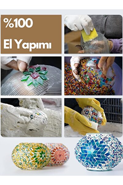 CYL Otantik El Yapımı Mozaik Avize Ampul Hediye