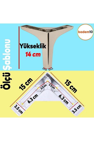 Badem10 Mobilier de lux Sedef Canapea Masuta de cafea Unitate TV Picioare 14 Cm Cromat Lucios Picioare de bază