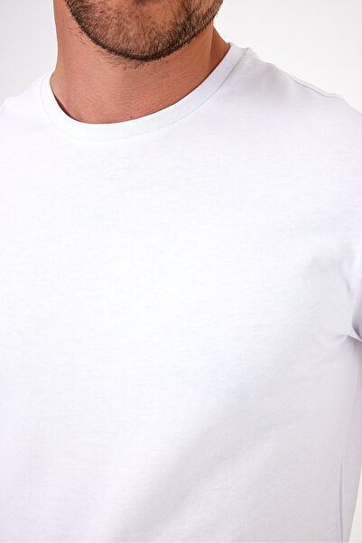 Soho Mood Ανδρικό μπλουζάκι από οργανικό βαμβάκι Crew Neck Regular Fit Basic Λευκό