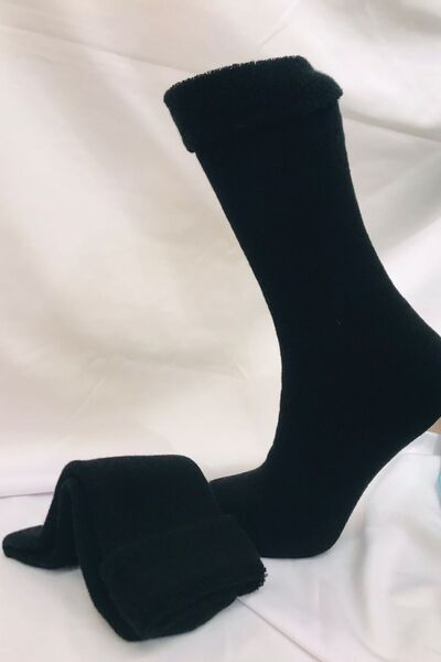 Soho Mood Șosete de damă din bumbac, 3 piese, groase, ondulate, negre