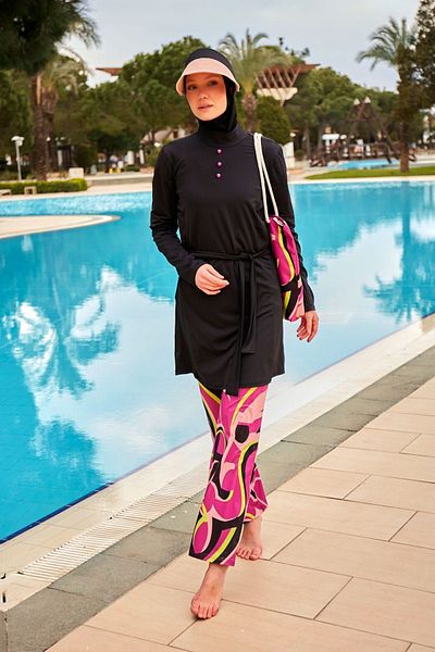 Marina Black Lycra Hijab Swimsuit - M2481