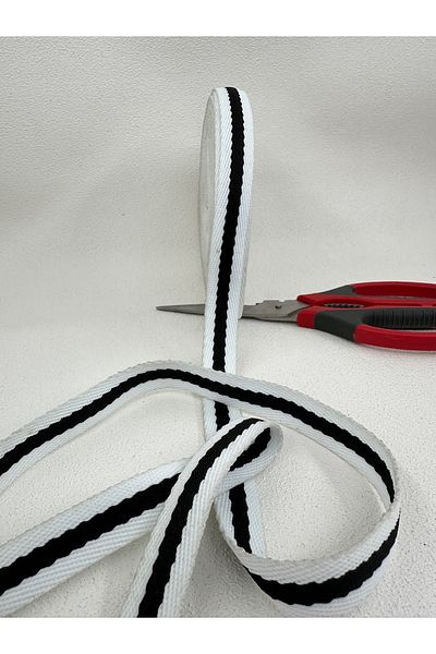 paşateks since 1995 şekil Panglică personalizată de 5 metri - dungi de 2 cm (alb/negru)