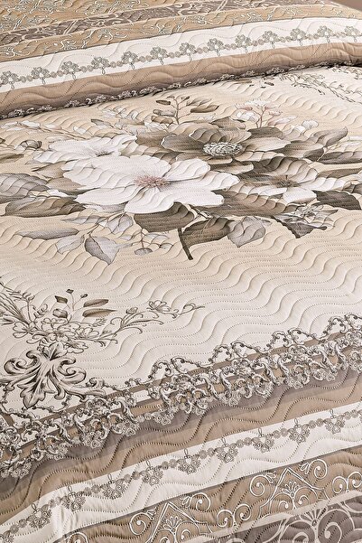 Örtüm Beste Kahve Çift Kişilik Kapitone Yatak Örtüsü