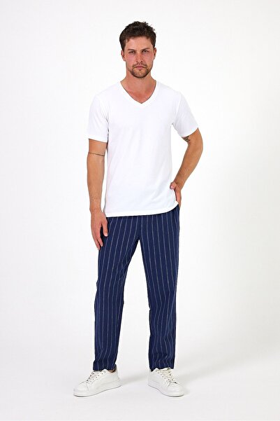 Soho Mood Ανδρικό μπλουζάκι από οργανικό βαμβάκι με λαιμόκοψη V με κανονική εφαρμογή Basic λευκό