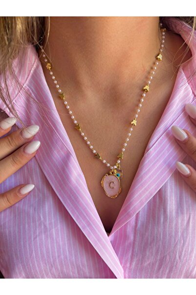 sirius jewelry Altın Kaplama Mineli Harf Kolye