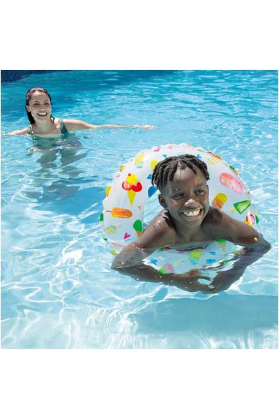 hediyecik İntex Ice Cream Patterned Pool and Sea Ring for 6-10 Years Old Children - 61 Cm