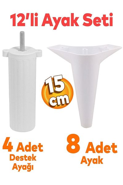 Badem10 Aspen Set 12 Mobilier Canapea Fotoliu Unitate TV Picior de bază Suport picioare 15 Cm Aspirator robot