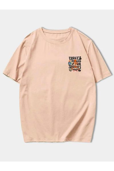 Mad&Calf Μπλουζάκι Unisex Today's Struggle με στάμπα Oversize Dusty Rose