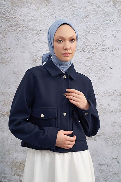 ARMANDA Eșarfă cu model Bamboo Kraş albastru denim