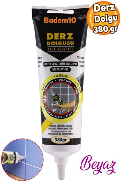 Badem10 Beyaz Fayans Derz Dolgu Beyazlatıcı Onarıcı Seramik Mermer Yer Duvar ...