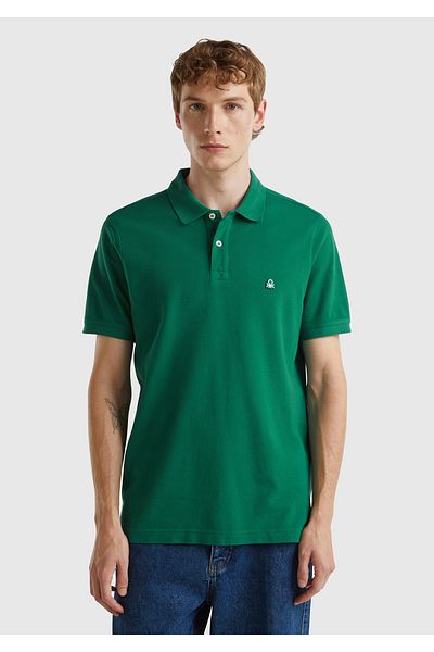 United Colors of Benetton Ανδρικό πράσινο κοντομάνικο μπλουζάκι πόλο με κανονική εφαρμογή