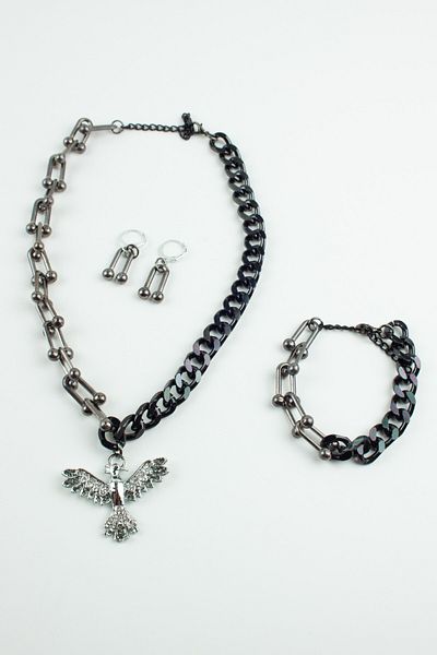Liveyn Design AnKaKuş Figure Zircon Stone NecKlace - Bracelet Earring Set