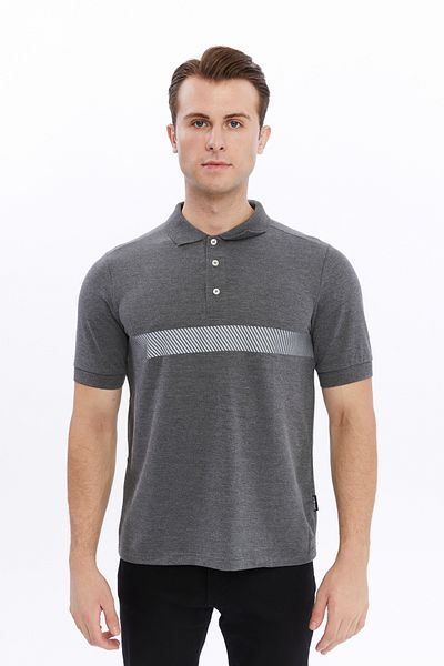 Uniprom Anthracite Melange Men's Polo Collar ReflecTive T-shirt