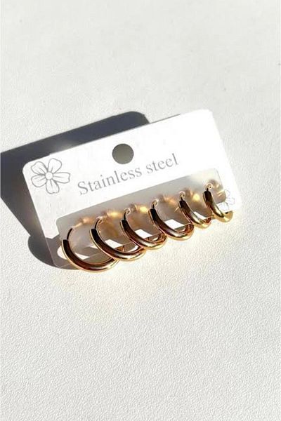 G Sport POLO Six-piece Gold Color Hoop Earrings - Steel Throwing