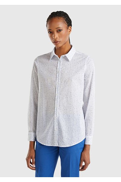 United Colors of Benetton Cămașă de damă cu model Koton albastru - 100% Koton