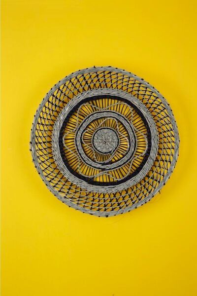 KANCAEV Duvar Tabağı Hasır, Natürel-siyah, Çap:43cm.