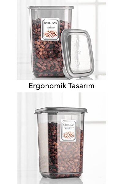 Meleni Home 12'li Set Melly Sızdırmaz Kapaklı Kare Erzak Saklama Kabı Antrasit 12 X 1.10 Lt Etiketli