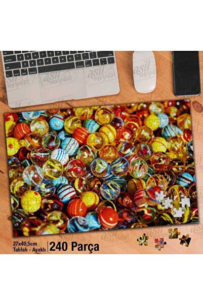 Asilmeydan Asil Hobi Rengarenk Renkli Misketler-nostaji -çocuk Yapboz -ayak Destekli Çerçeveli 240 Parça Puzzle