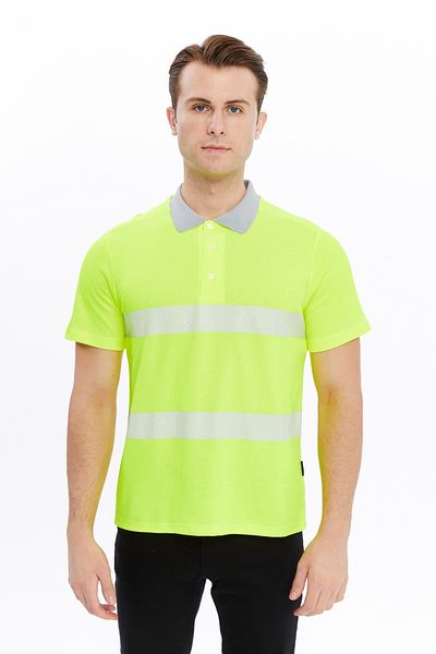 Uniprom HiGh-lookinG reflecTive Men's Polo T-shirt - Neon Yellow