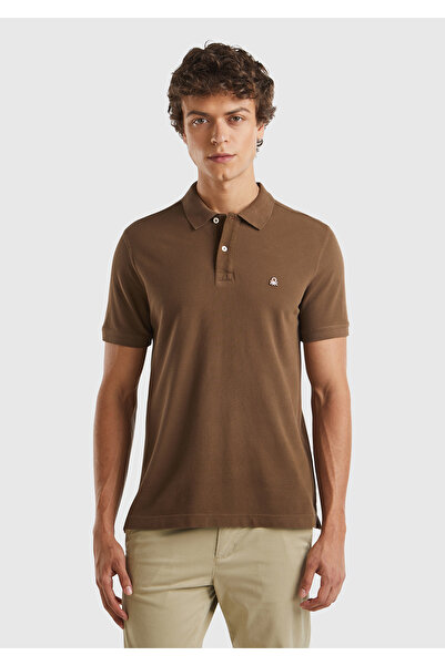 United Colors of Benetton Polo cu mânecă scurtă pentru bărbați tricou - Maro,...