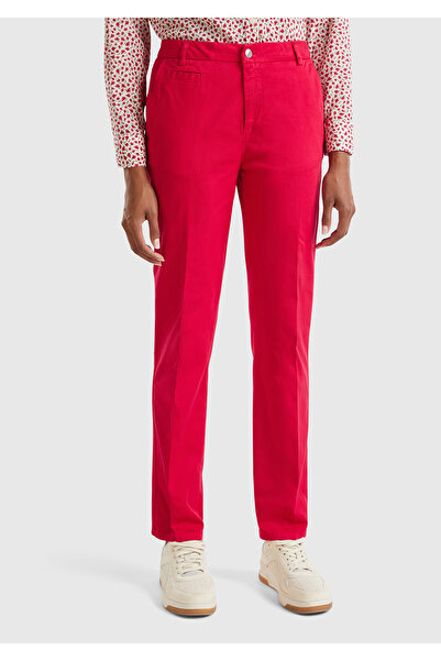 United Colors of Benetton Kadın Kırmızı Elastanlı Basic Chino Pantolon