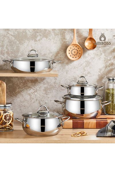 Amboss Stone Stainless Steel Induction Base 8 Piece Cookware Set