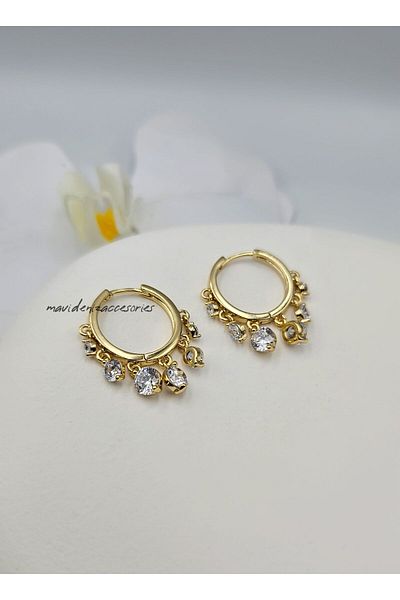 m mavi deniz accesories Steel Earrings - Multiple, Dangle, Tarnish, Antiallergen and Rhinestones