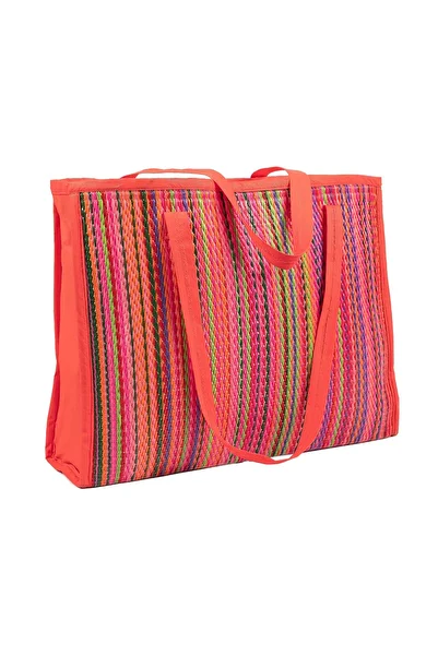 SİMEREV HALI HOME CONSEPT Large Size Women's Arm and Shoulder Bag Market Picnic Bag Plastic Straw Lined with 2 Compartments and Zipper