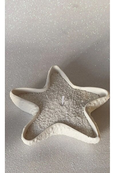 Louve Store İnci Tozu Mum ve Deniz Yıldızı Tabak 2’li Set