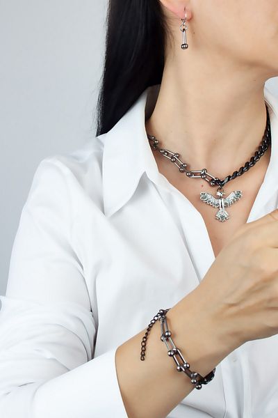 Liveyn Design AnKaKuş Figure Zircon Stone NecKlace - Bracelet Earring Set