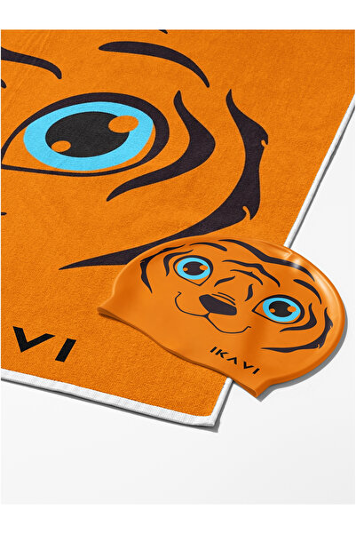 İKAVİ Високоякісний силіконовий надувний матрац для моря та басейну з принтом тигра