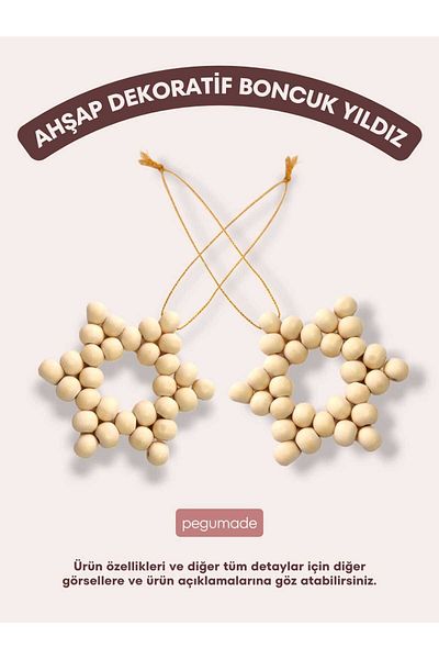 PeGu Made 2 τμχ Διακοσμητικό Σετ Ξύλινο Αστέρι με Χάντρες, Στολίδι Πόρτας και Ντουλάπας, Στολίδι Βρεφικού Δωματίου, Δώρο