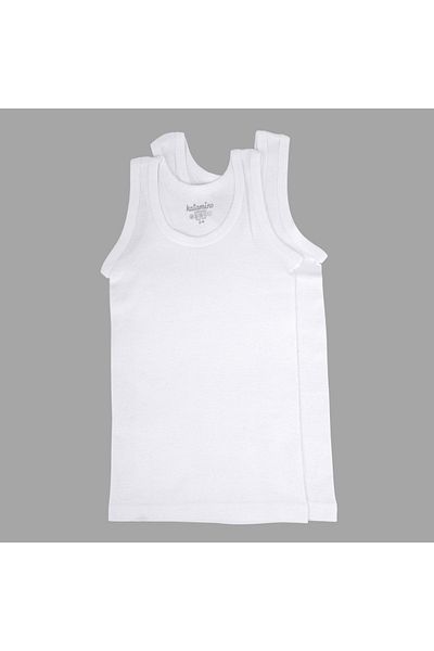Katamino Boy's White Ribbed 2-Piece Athlete