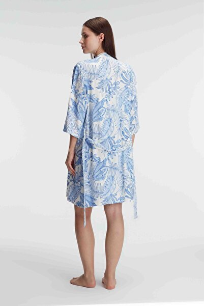 Anıl 5814 İp Askılı V Yaka Kadın Viskon Çiçek Desenli Yazlık Mini Dantel Detaylı Gecelik Sabahlık