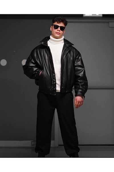 S&M CLOTHİNG Новосезонно мъжко кожено яке тип oversize