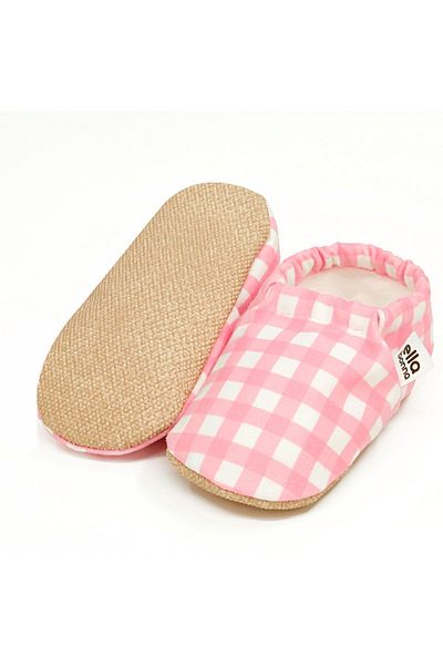 Ella Bonna Rosa gestreifte Babyschuhe mit rutschfester Sohle, Heimstiefel, Hausschuhe, Kinderzimmerschuhe, Hausschuhe