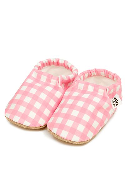 Ella Bonna Rosa gestreifte Babyschuhe mit rutschfester Sohle, Heimstiefel, Hausschuhe, Kinderzimmerschuhe, Hausschuhe