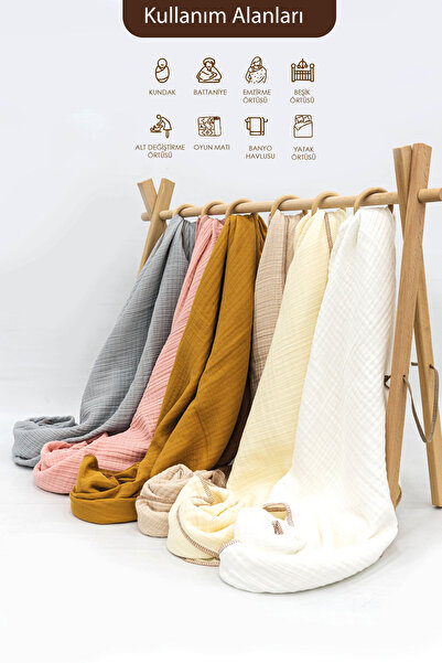 mordesign 4 Layer Muslin Baby Blanket - 100% Cotton, 80X100 Cm, Soft Series