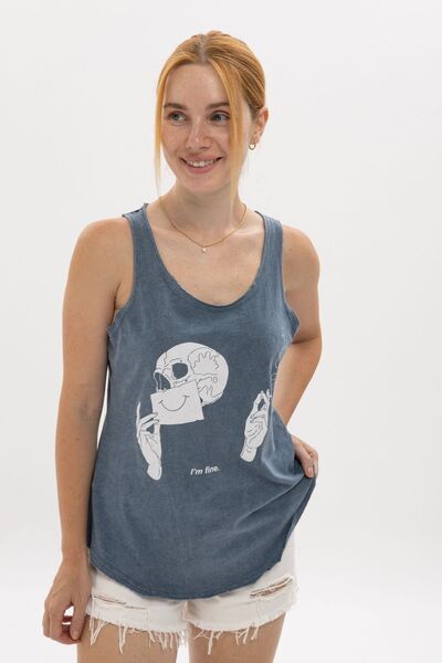 S-Ponder قميص داخلي نسائي مطبوع عليه جمجمة I'm Fine مصنوع من القطن بنسبة 100%