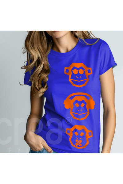 Crea Eymer Wear Маймуна з принтом Преміум велосипедний комір 100% бавовна фут...