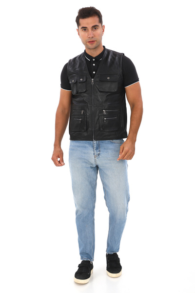 db deriburada original سترة صيد من الجلد الطبيعي للرجال