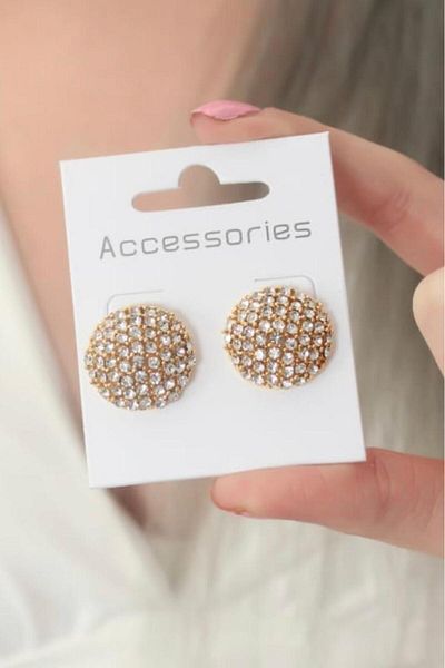 G Sport POLO Zircon Stone Round Women's Earrings - Gold Color