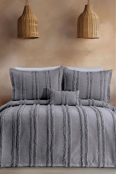 Çeyiz Diyarı Ways Chenille Anthracite Double Bedspread