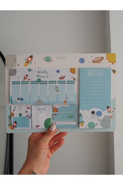 Planet Butik Space Design Large Post-it Set - Weekly Planner