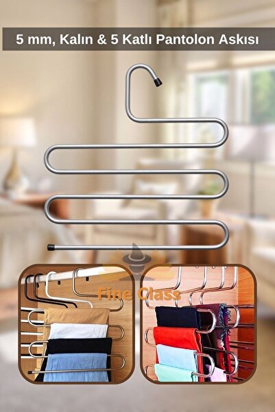 wiesmann Metalik Dolap Içi Akıllı Krom Askı Pantolon Askısı 5 Katlı
