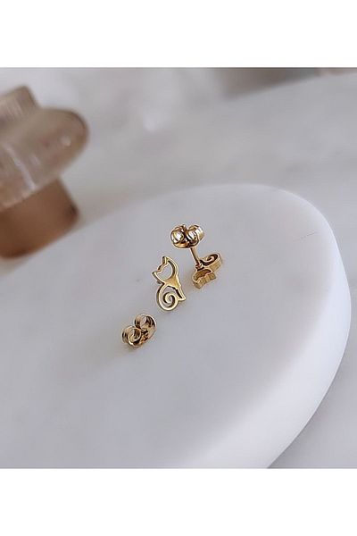 Atölye Eliz 316L Stainless Steel Sagaza Cat Earrings